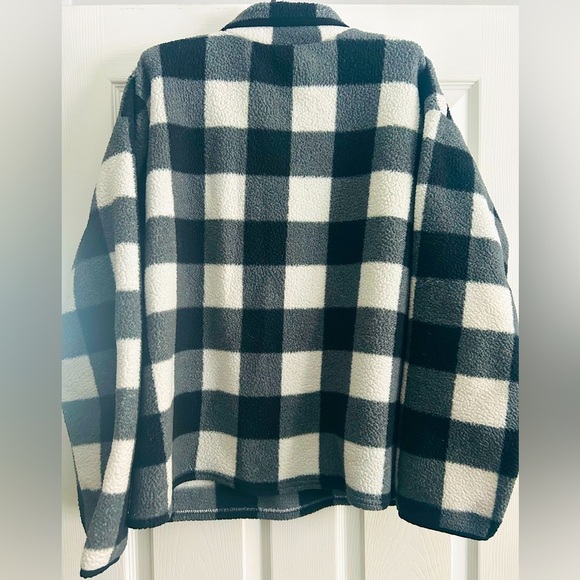 Black & White Buffalo Check Sherpa 1/4-Zip Pullover with front pockets size XXL - Picture 6 of 6